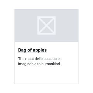 Design of card with a title of 'Bag of apples', which is a link